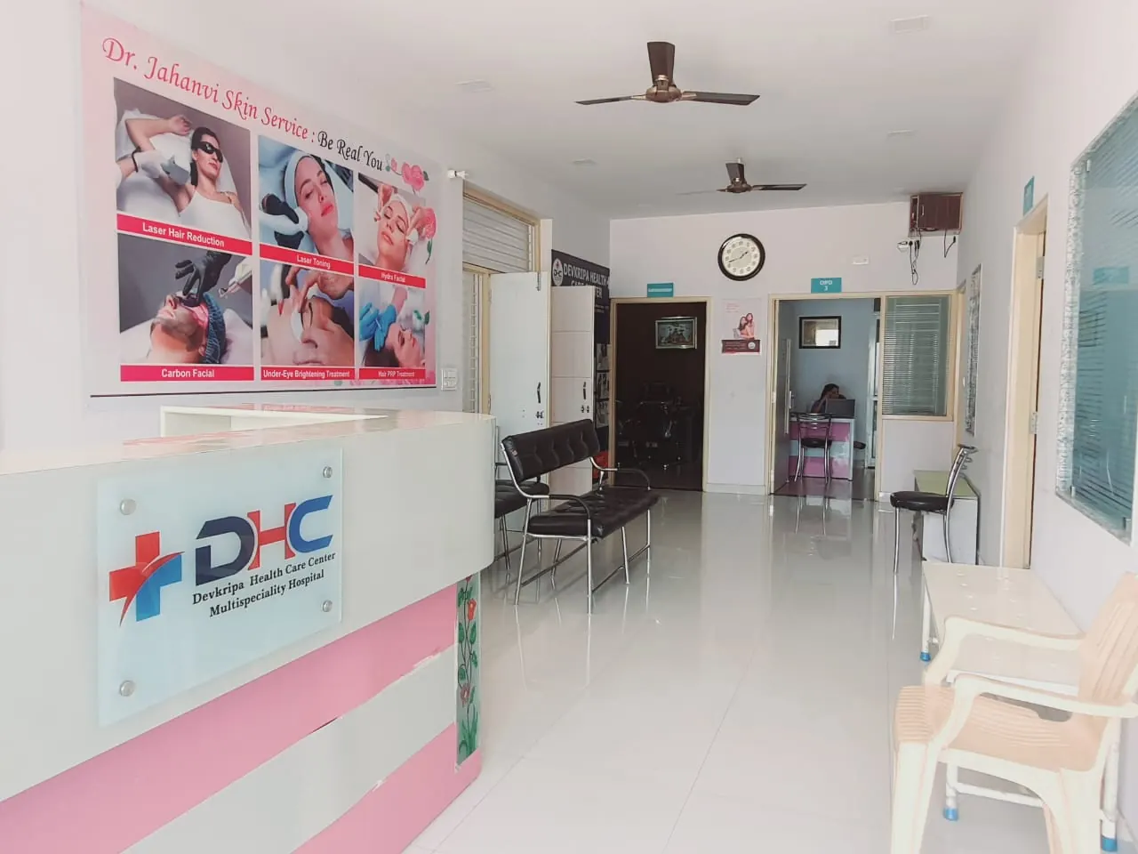 The reception area inside the clinic